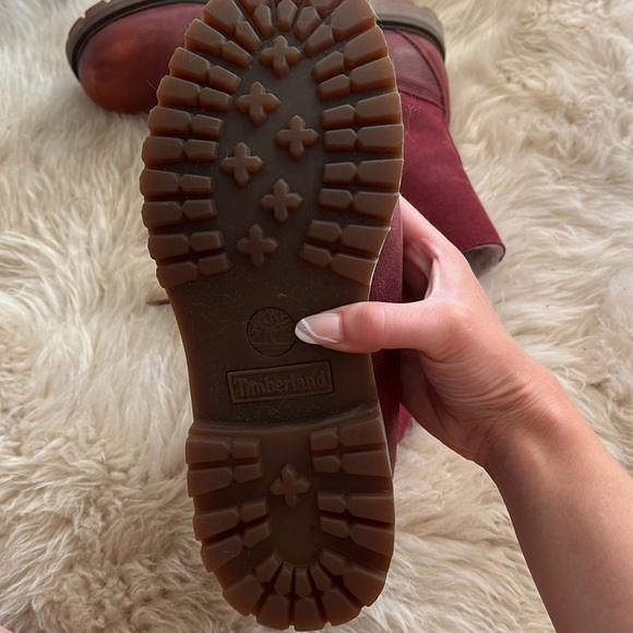 Timberland Burgundy Wine Red Waterproof Boots Ribbon Lace Up Size 8 Women’s - Picture 5 of 5